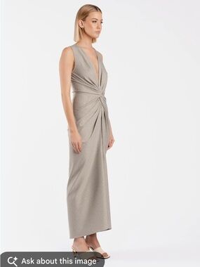 H&M Modern Classic Knot-Front Midi Dress - Grey Marl - Size XS- EUC